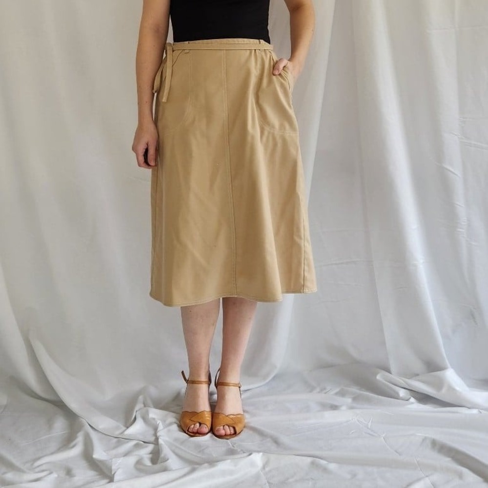 70s Tan Wrap Skirt‎